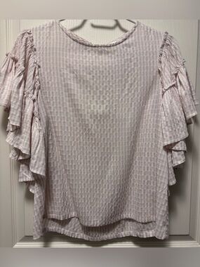 NWT Chelsea & Theodore blouse Tie back ruffled sleeves size XS oversized